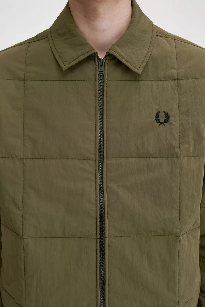 fred perry quilted herrskjorta uniform grön
