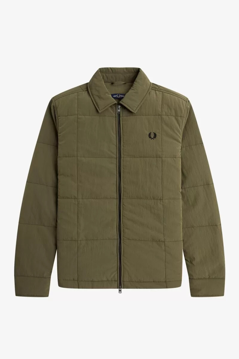fred perry quilted herrskjorta uniform grön