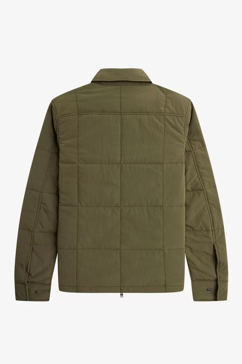 fred perry quilted herrskjorta uniform grön