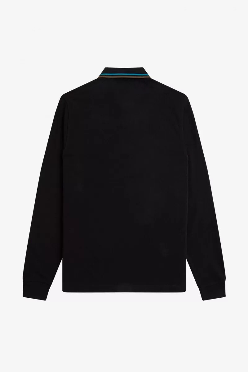 fred perry m3636 herrskjorta svart cyberblå uniformgrön