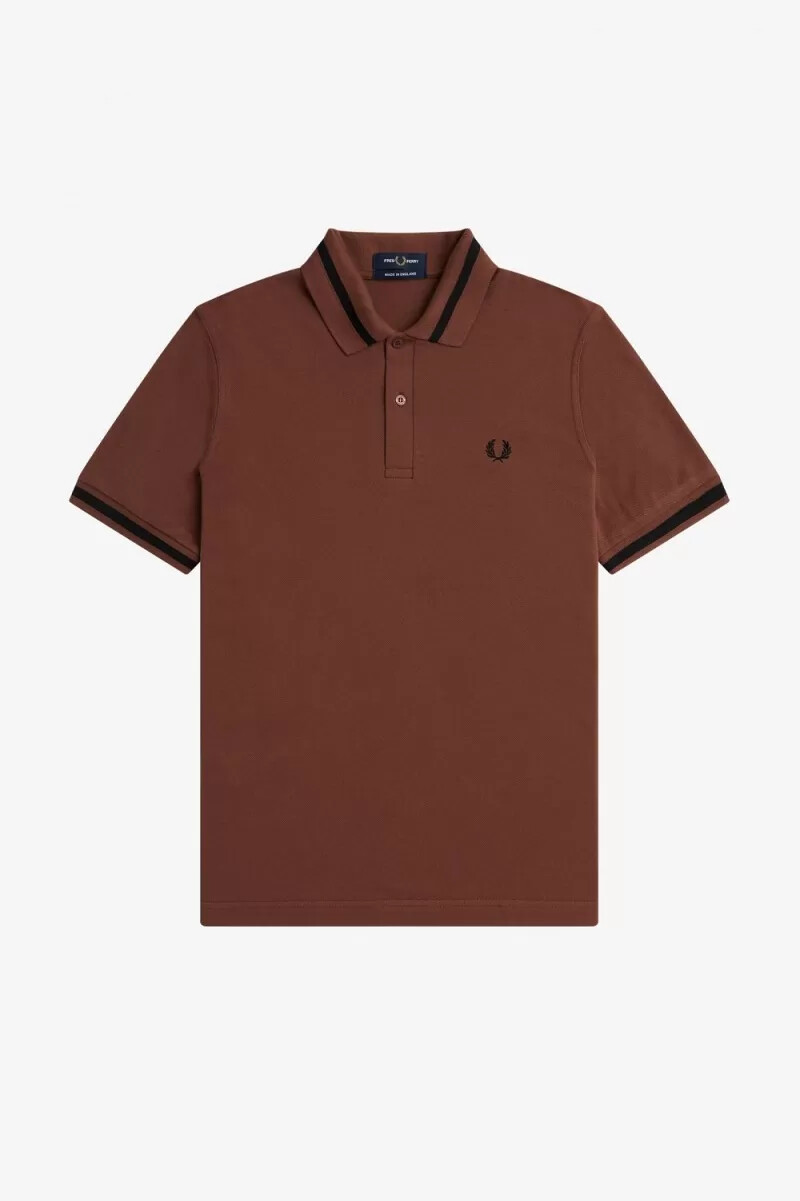 fred perry m2 herrskjorta whiskybrun svart