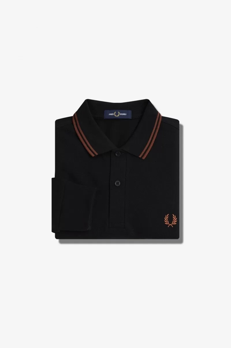 fred perry m3636 herrskjorta svart whiskybrun