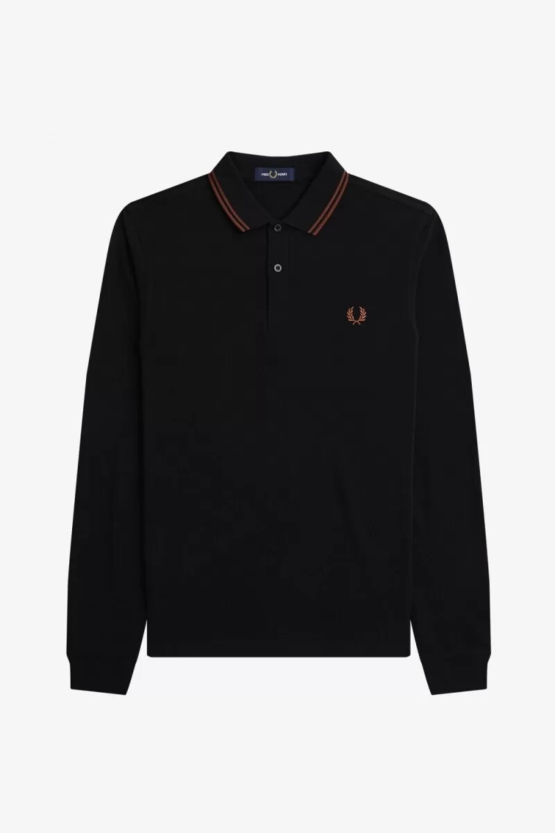 fred perry m3636 herrskjorta svart whiskybrun