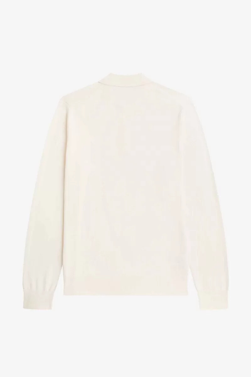 fred perry långärmad stickad herrskjorta beige