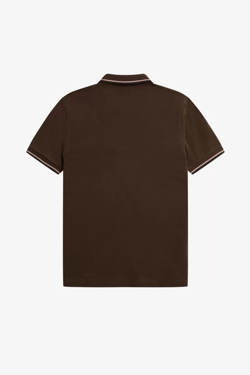 fred perry m3600 herrskjorta burnt tobacco mörkrosa svart