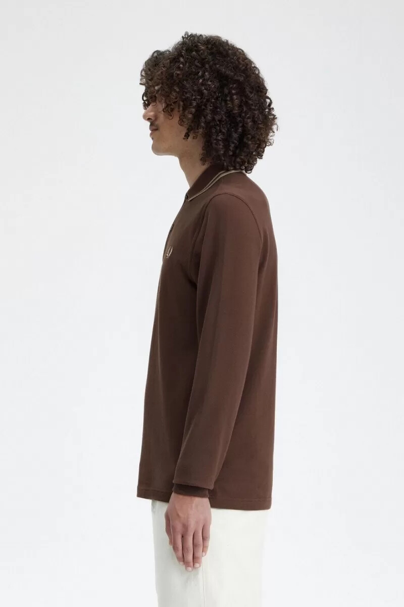 fred perry m3636 herrskjorta mörkröd varm grå