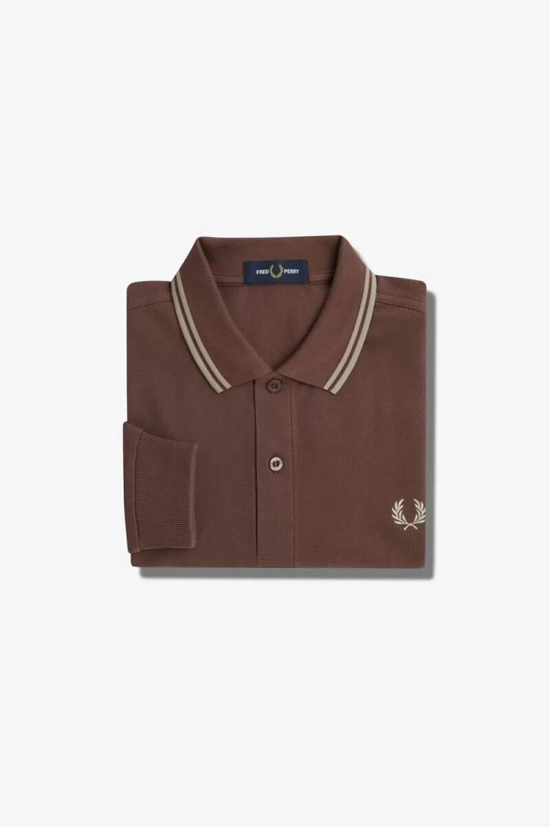 fred perry m3636 herrskjorta mörkröd varm grå
