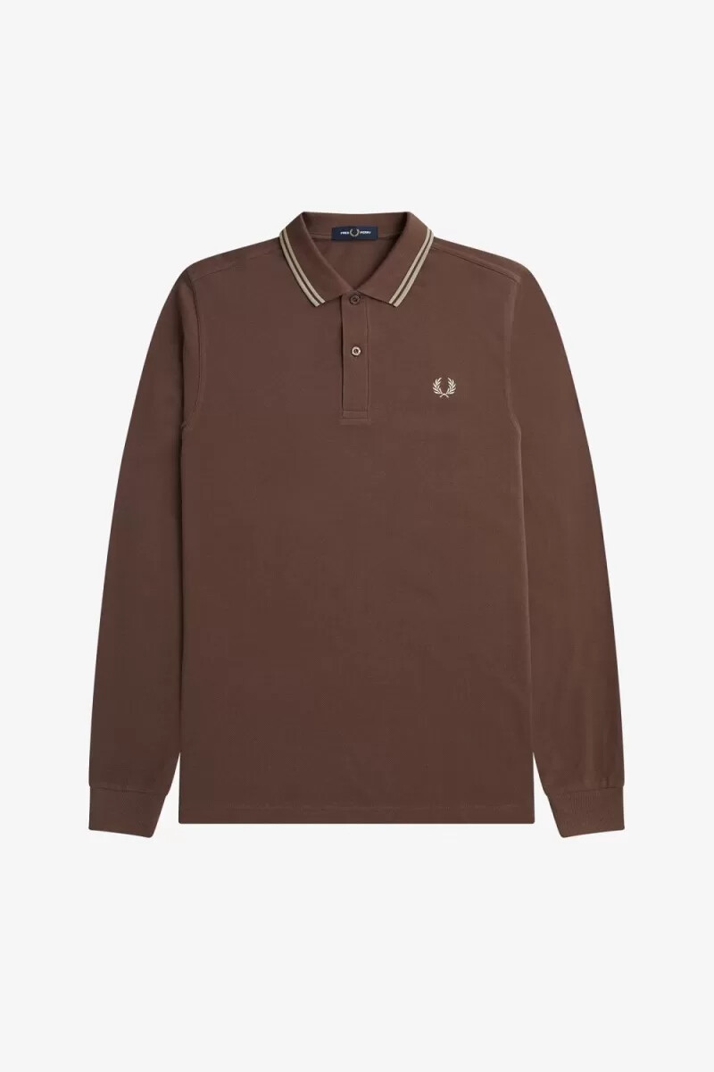 fred perry m3636 herrskjorta mörkröd varm grå