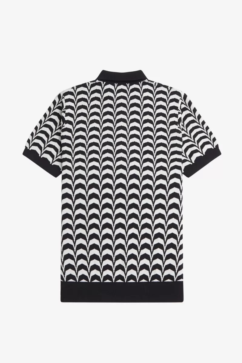 fred perry jacquard stickad herrskjorta svart