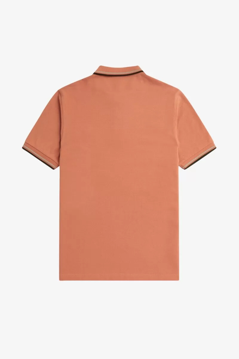 fred perry m3600 herrskjorta ljusrost varmgrå nattgrön