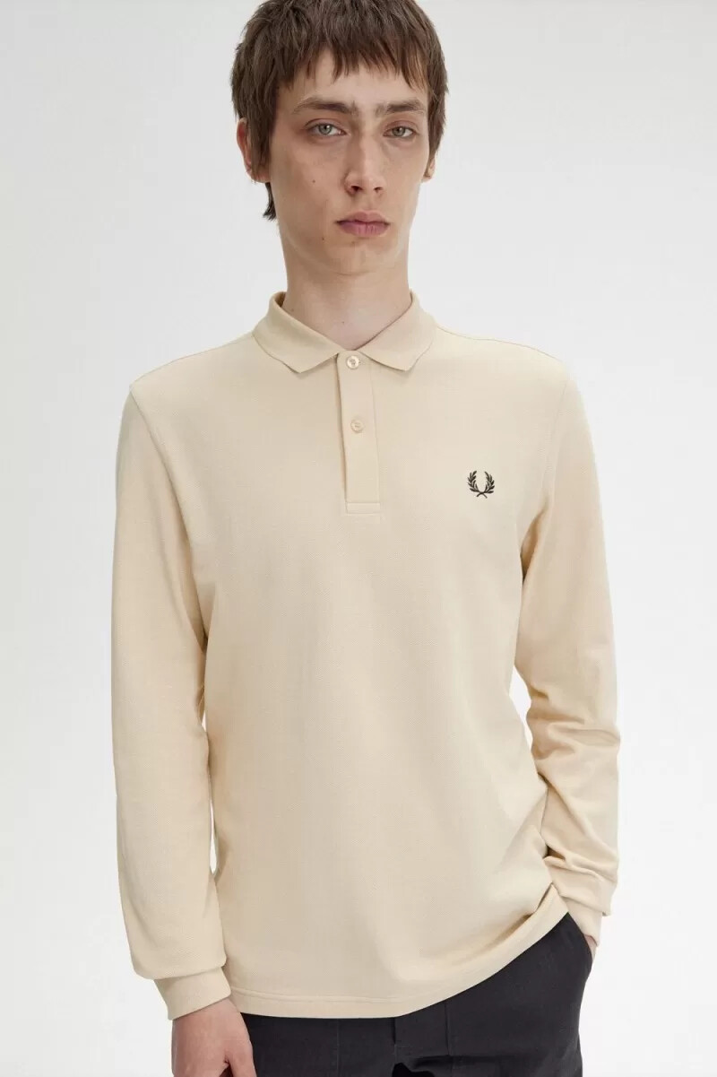 fred perry m6006 herrskjorta havregryn svart