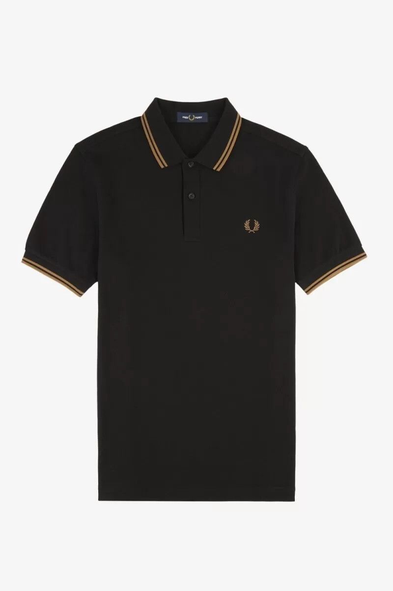 fred perry m3600 herrskjorta svart brun