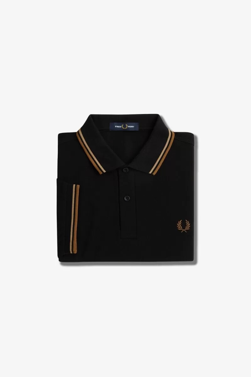 fred perry m3600 herrskjorta svart grön brun