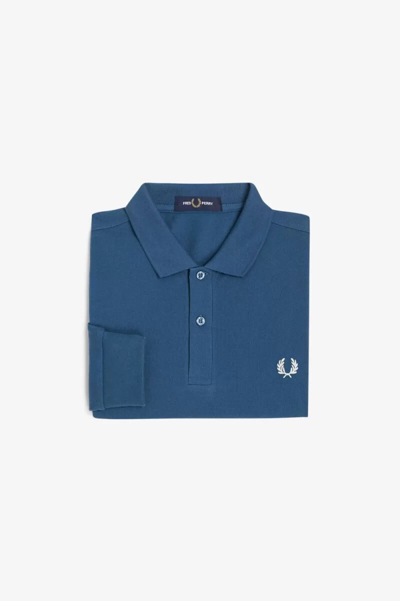 fred perry m6006 herrskjorta midnattsblå ljus aqua