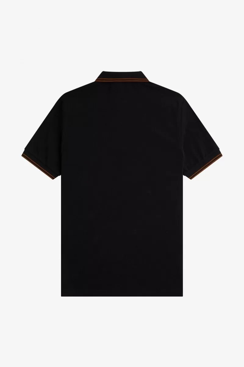 fred perry m3600 herrskjorta svart whiskybrun