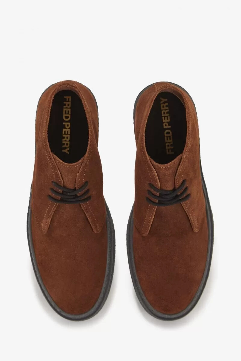 fred perry hawley herrstövlar rödbruna