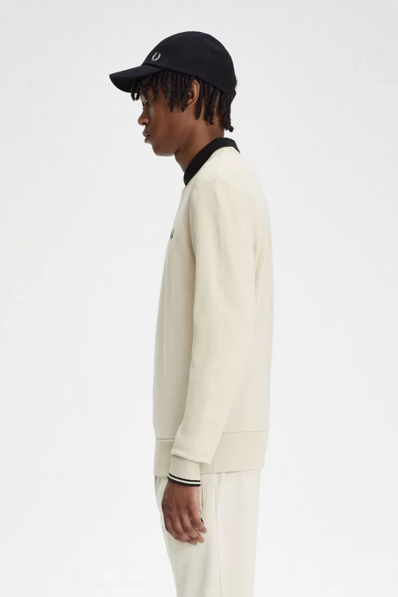 fred perry rund neck herrtröjor havregryn svart
