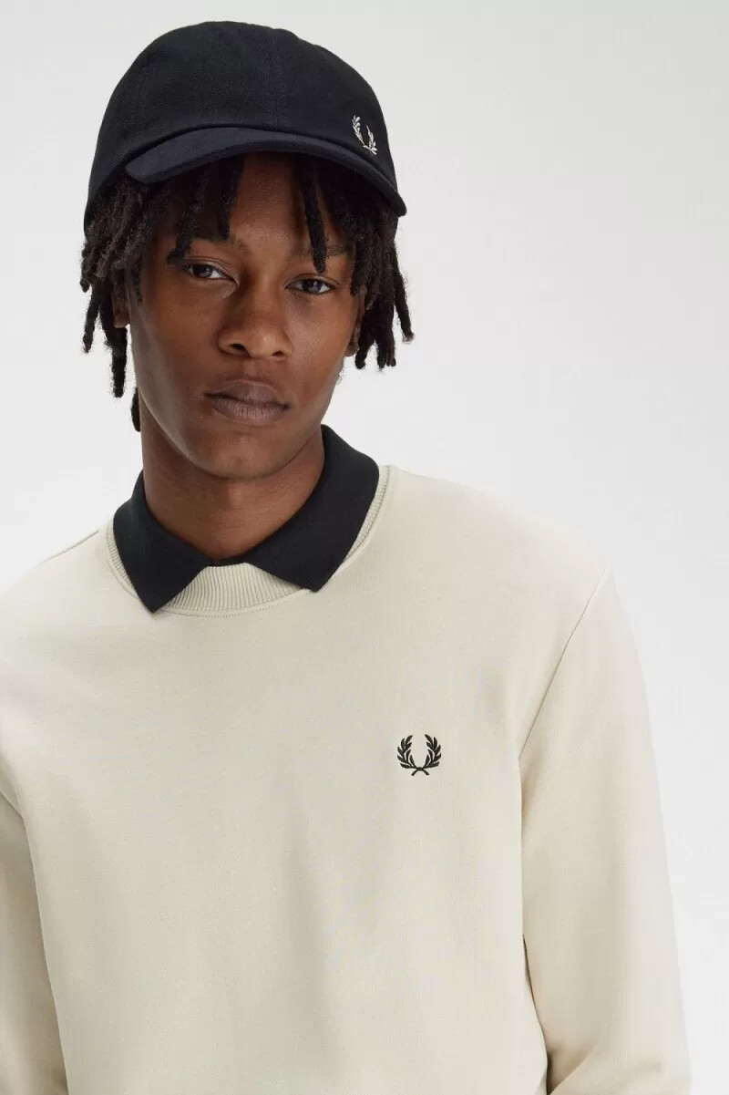 fred perry rund neck herrtröjor havregryn svart