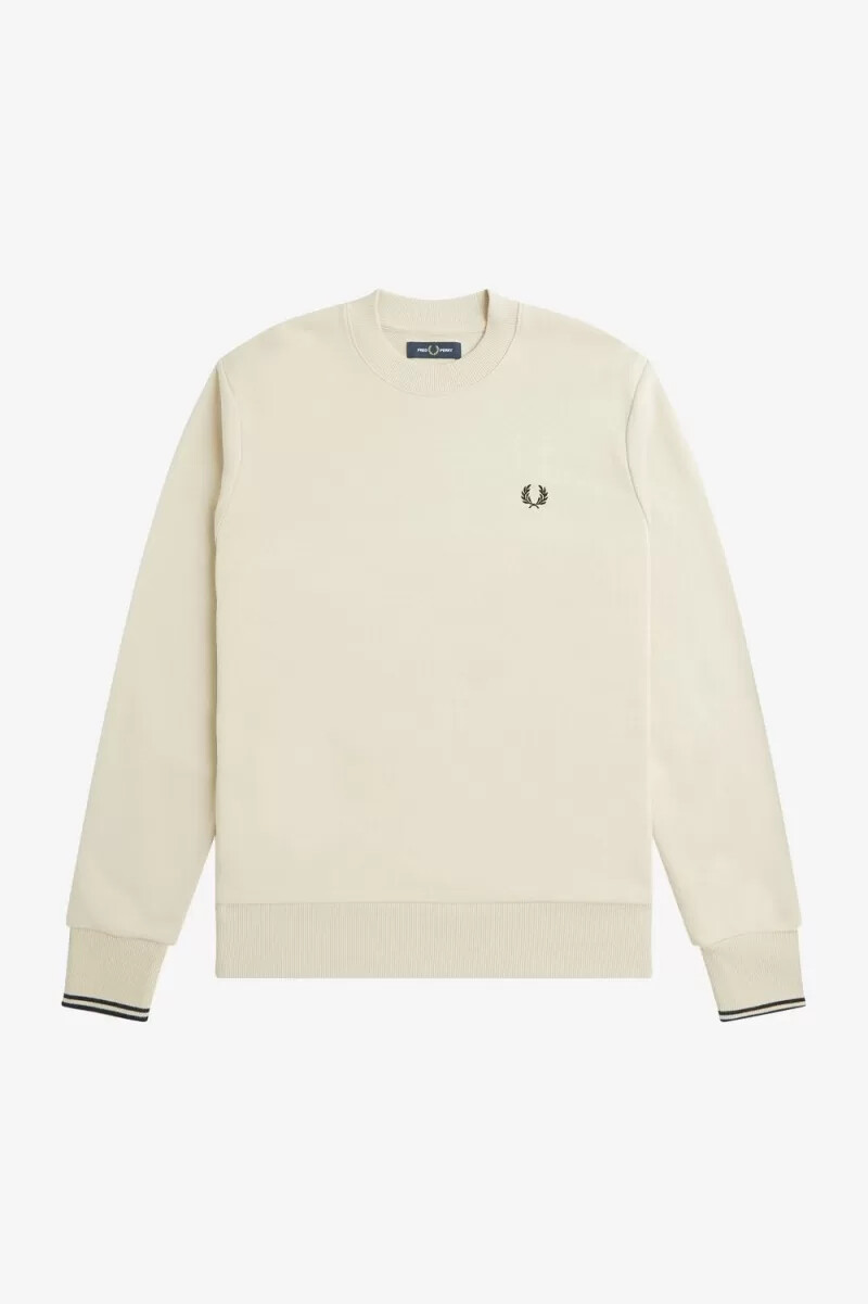 fred perry rund neck herrtröjor havregryn svart