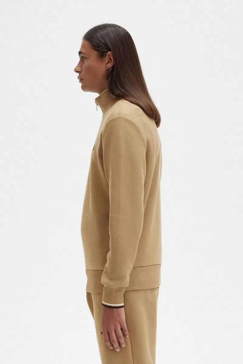fred perry herrtröjor med halv dragkedja grön