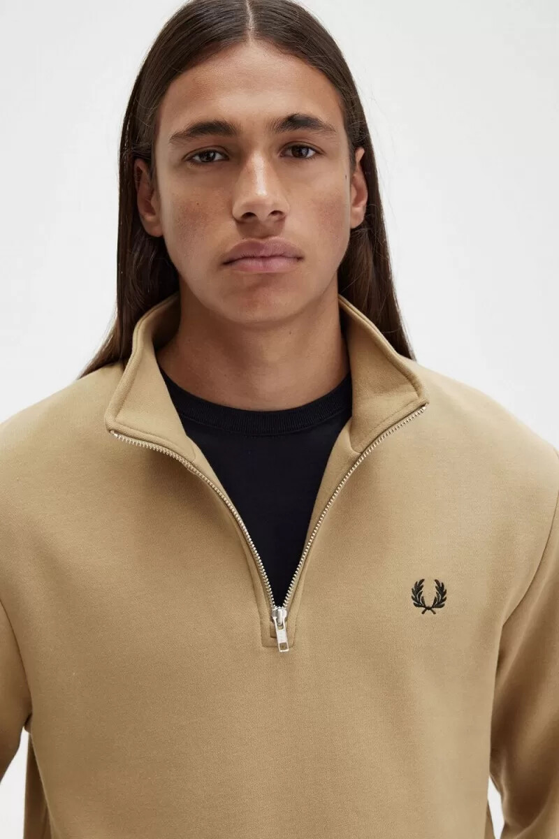 fred perry herrtröjor med halv dragkedja grön