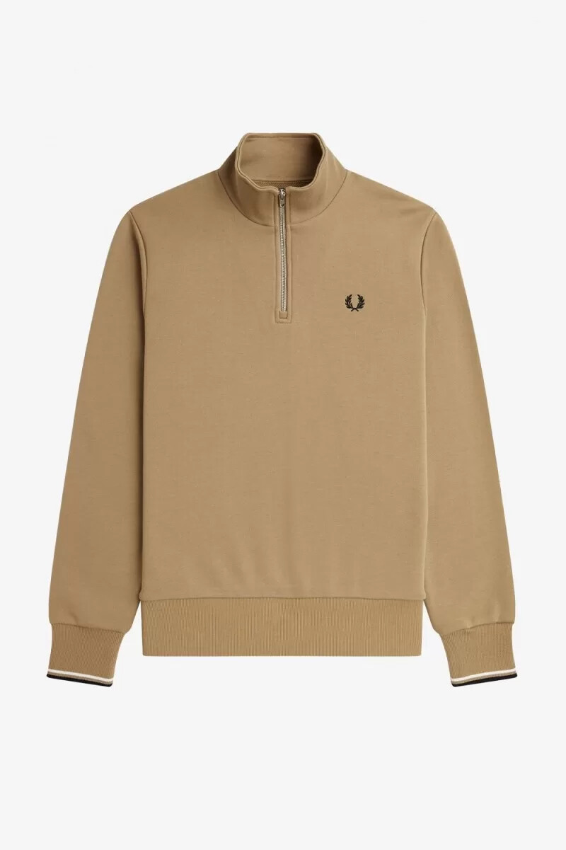 fred perry herrtröjor med halv dragkedja grön