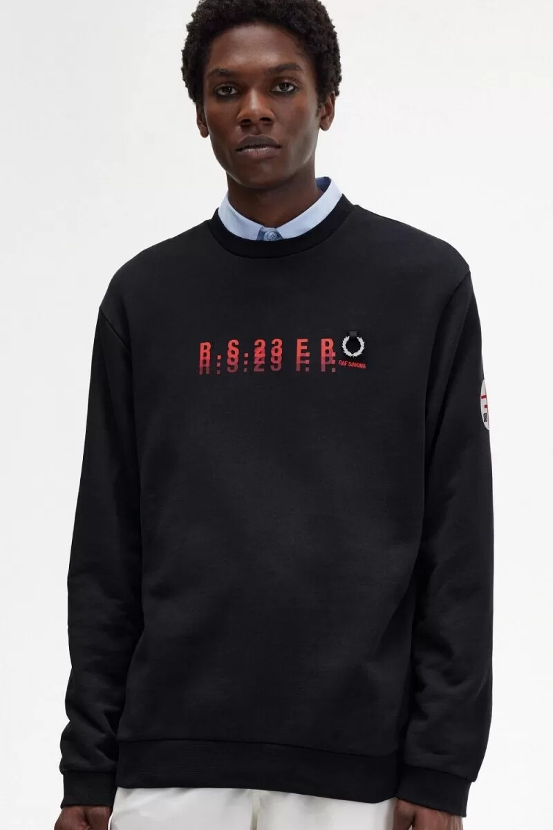 fred perry mönstrade herrtröjor svarta