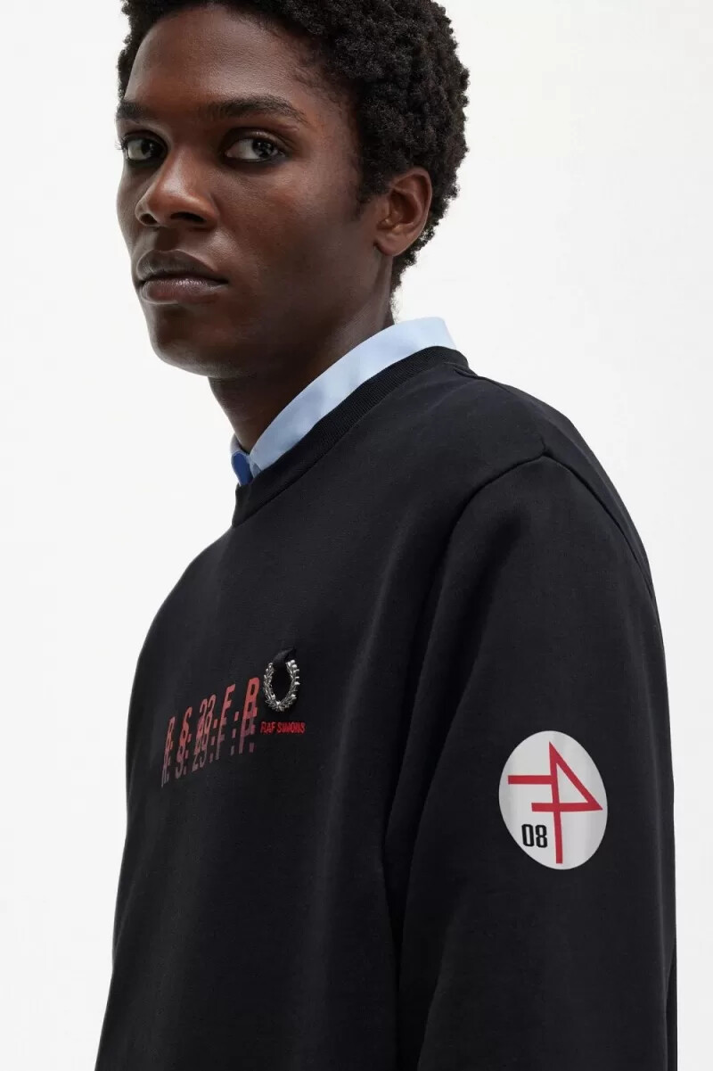 fred perry mönstrade herrtröjor svarta