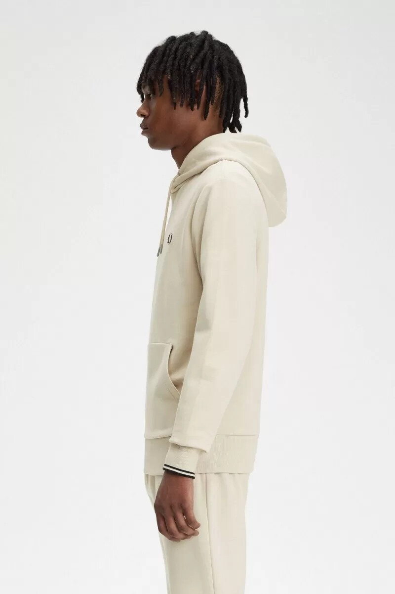 fred perry tipped hooded herrtröjor havregrynssvarta