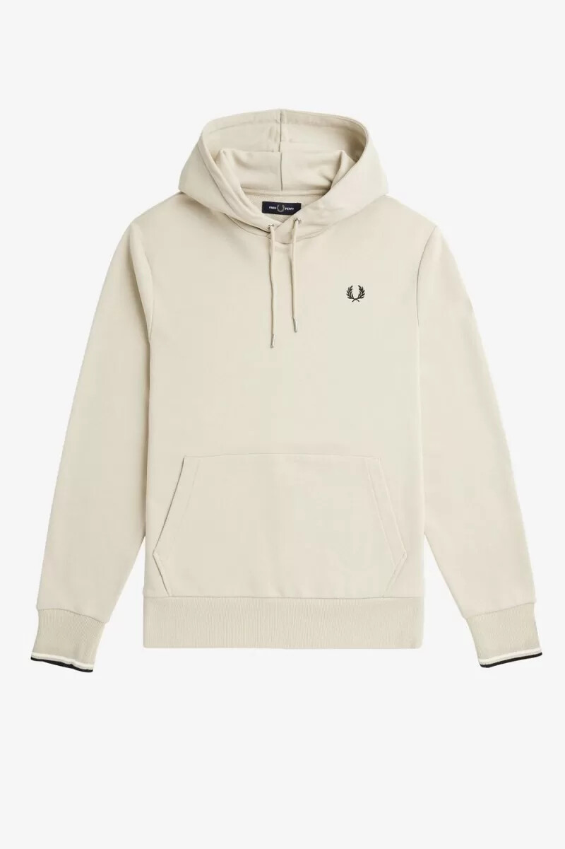 fred perry tipped hooded herrtröjor havregrynssvarta