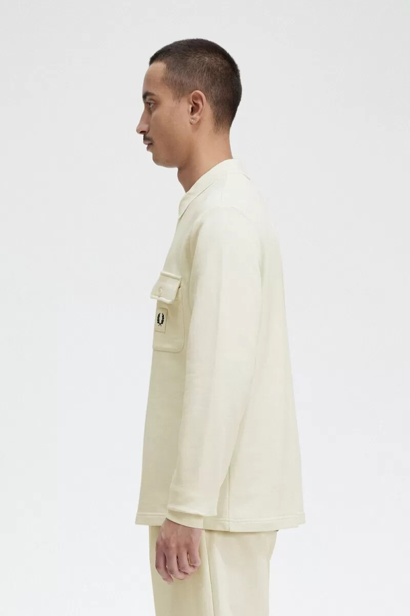 fred perry långärmade loopback herrtröjor beige