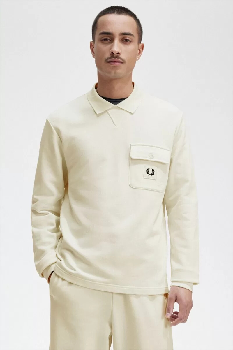 fred perry långärmade loopback herrtröjor beige