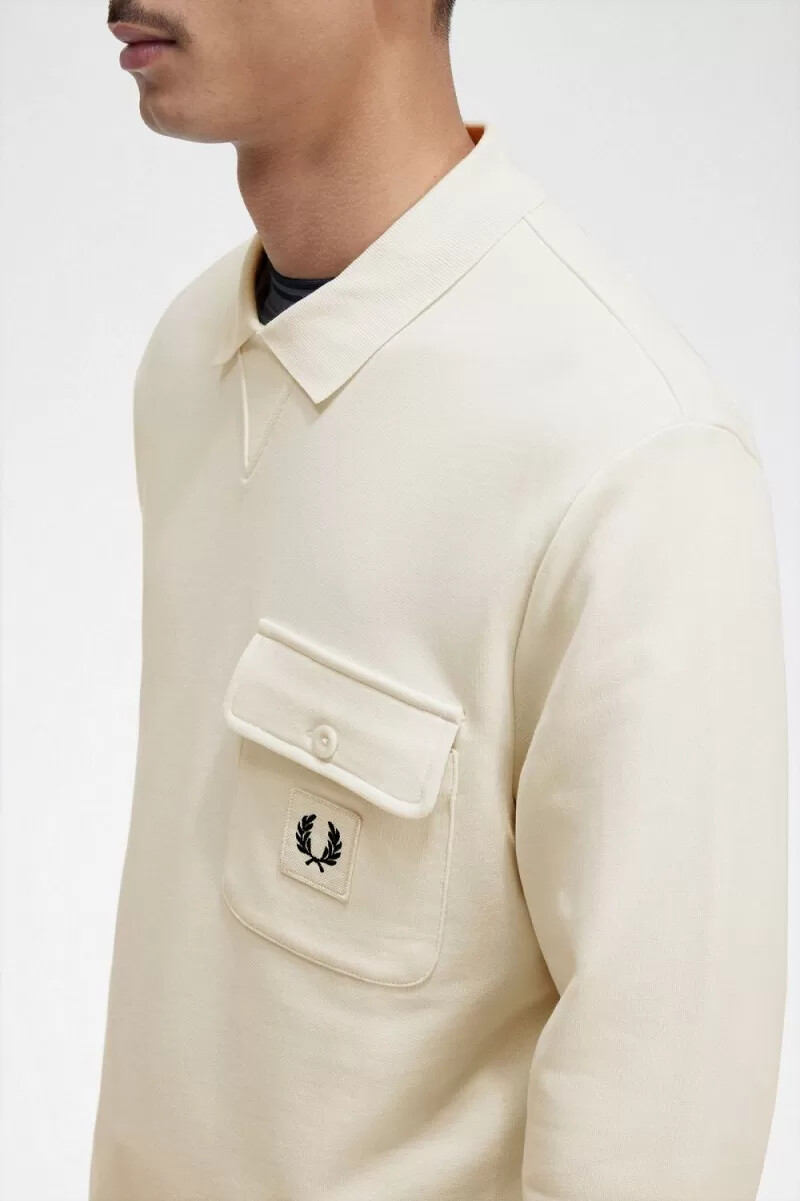 fred perry långärmade loopback herrtröjor beige