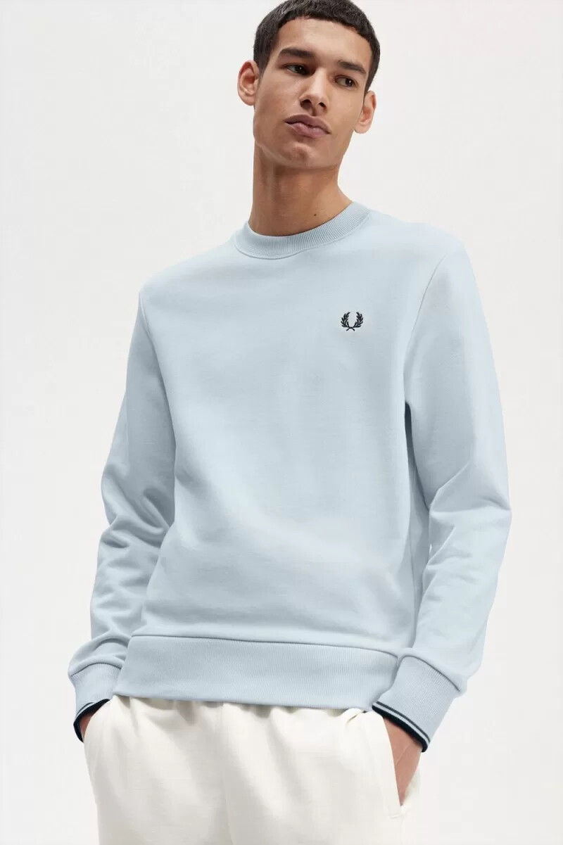 fred perry crew neck herrtröjor ljusblå