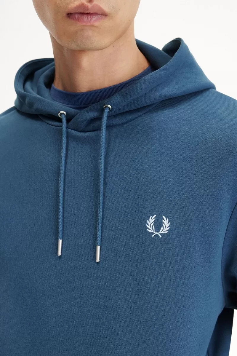 fred perry tipped hooded herrtröjor midnattsblå ljus aqua