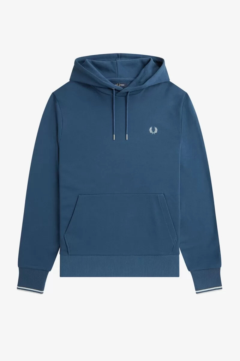 fred perry tipped hooded herrtröjor midnattsblå ljus aqua