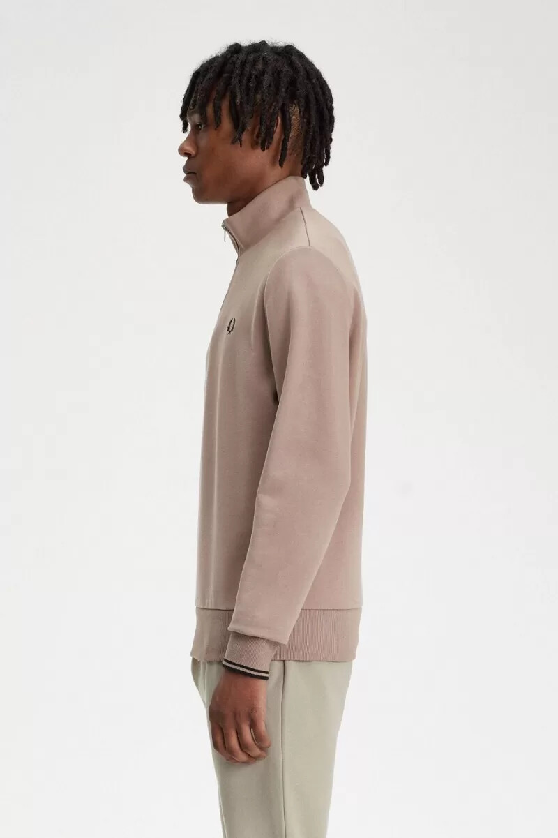 fred perry herrtröjor med halv dragkedja mörkrosa svarta