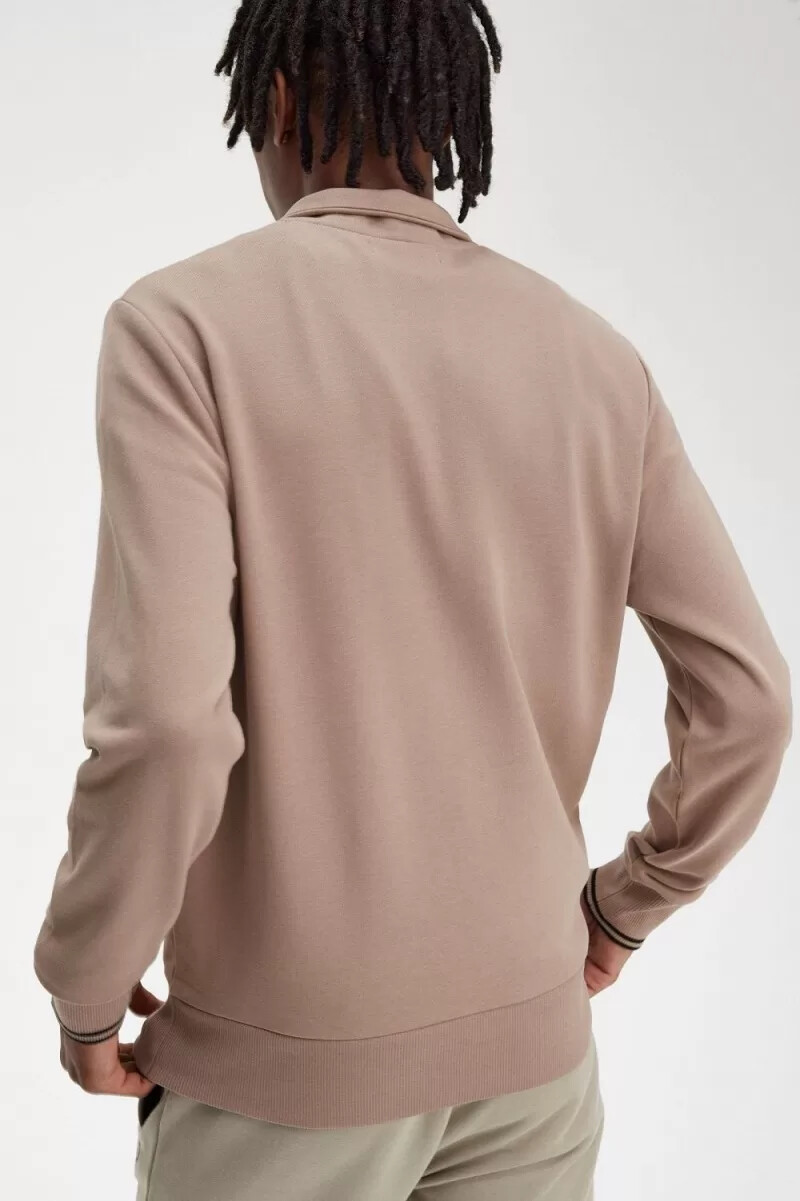 fred perry herrtröjor med halv dragkedja mörkrosa svarta