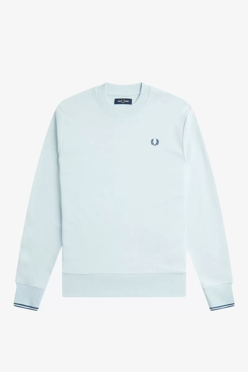 fred perry crew neck herrtröjor ljus aqua midnattsblå