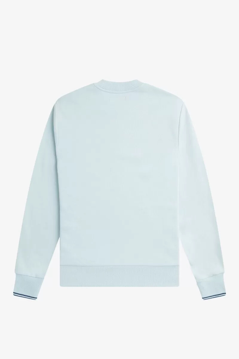 fred perry crew neck herrtröjor ljus aqua midnattsblå