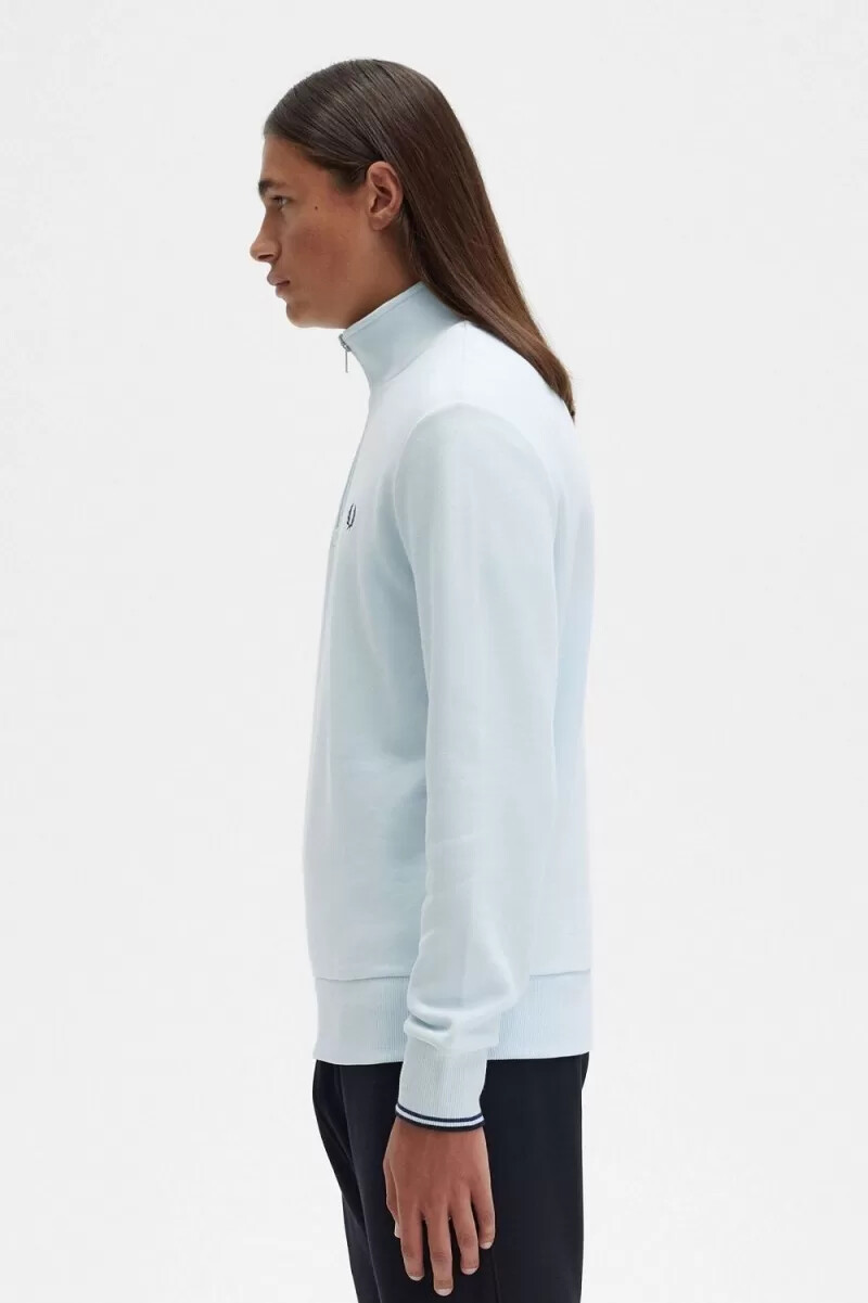 fred perry herrtröjor med halv dragkedja ljusblå