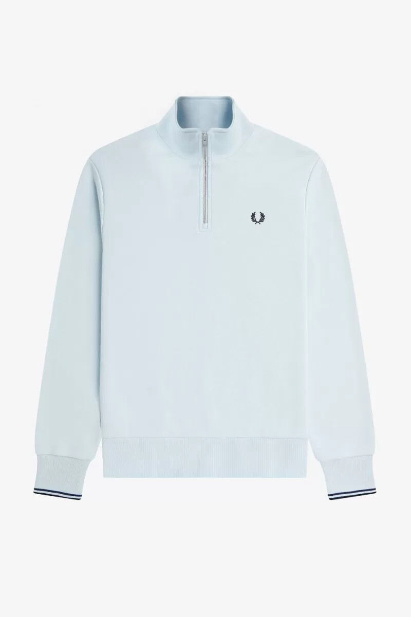 fred perry herrtröjor med halv dragkedja ljusblå