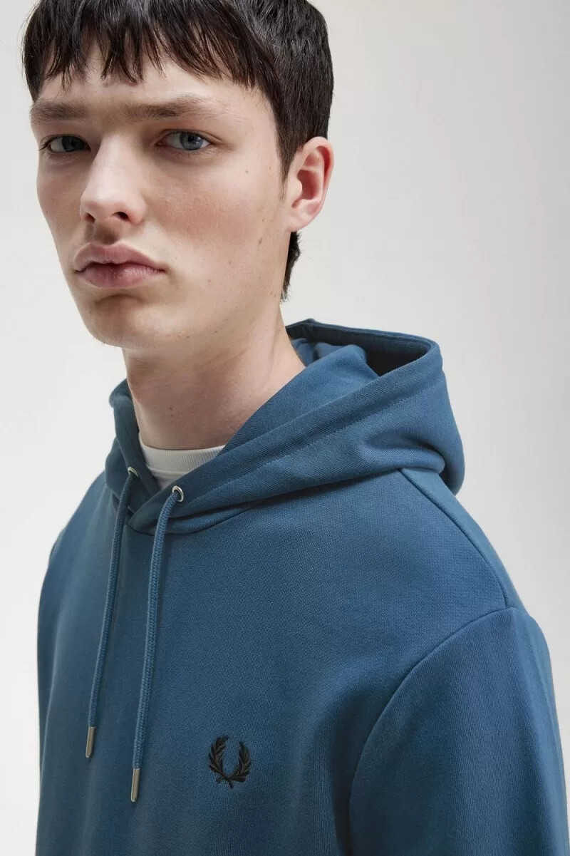 fred perry tipped hooded herrtröjor midnattsblå