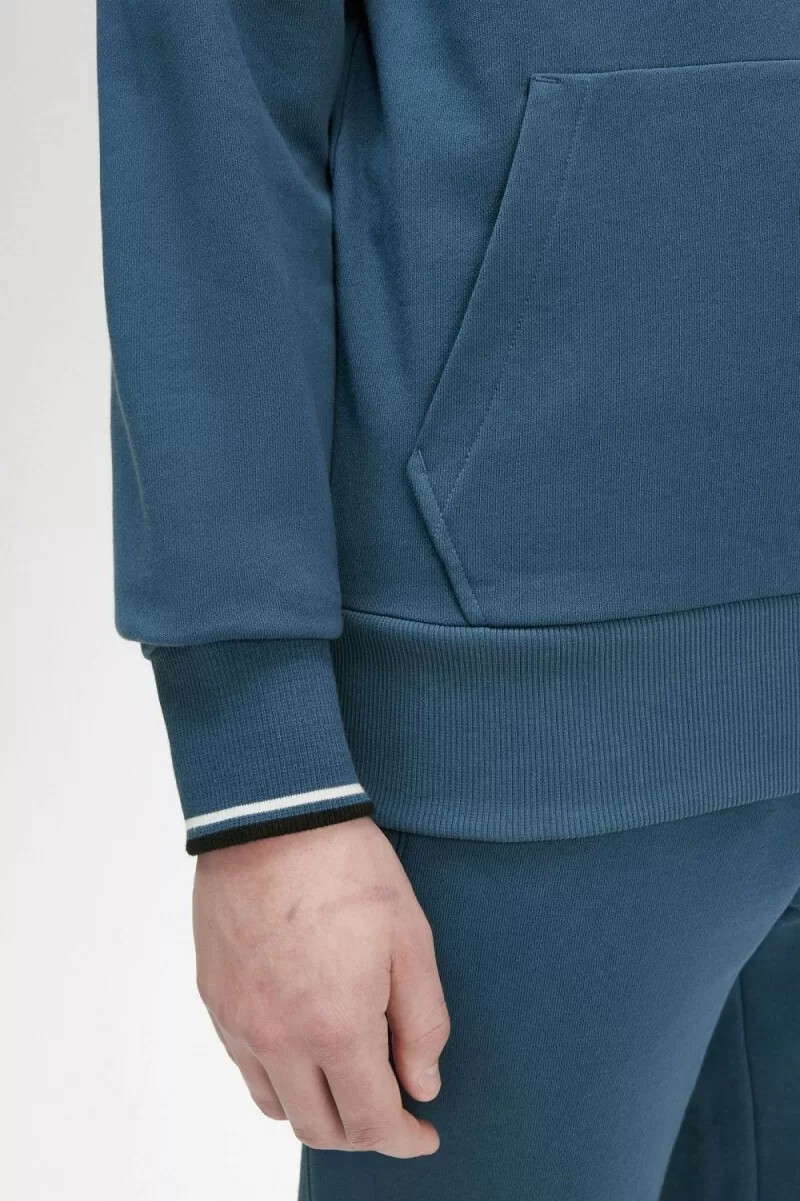 fred perry tipped hooded herrtröjor midnattsblå