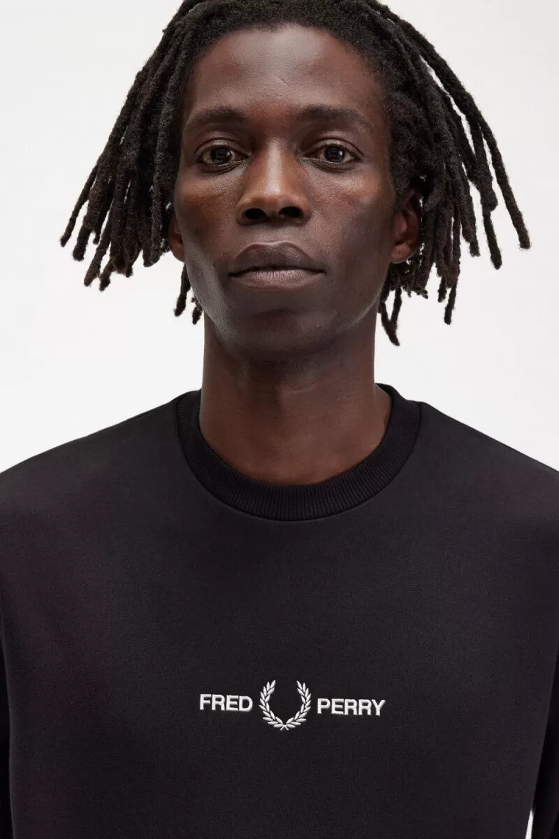 fred perry broderade herrtröjor svarta