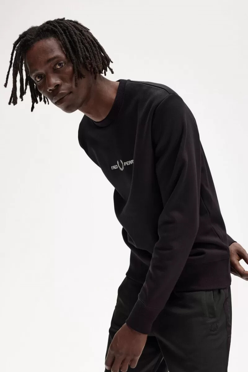 fred perry broderade herrtröjor svarta
