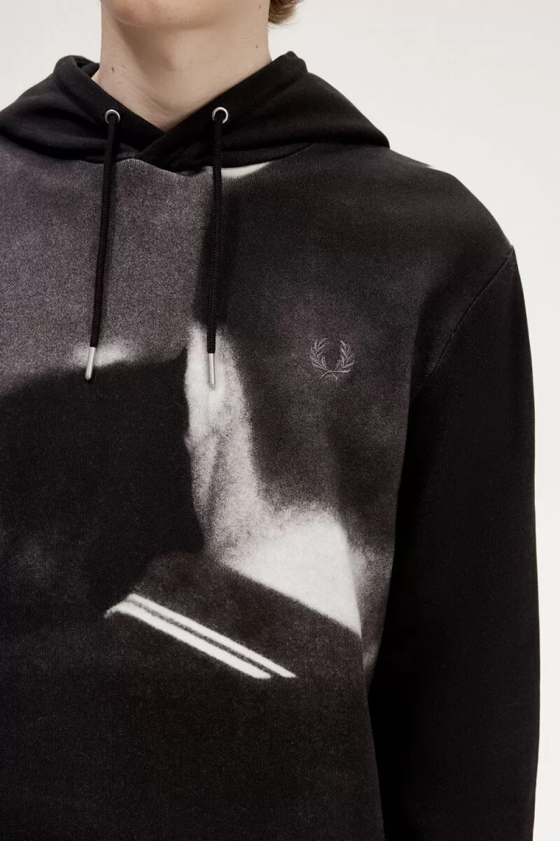 fred perry rave graphic hooded herrtröjor svarta