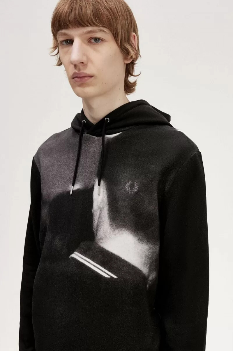 fred perry rave graphic hooded herrtröjor svarta