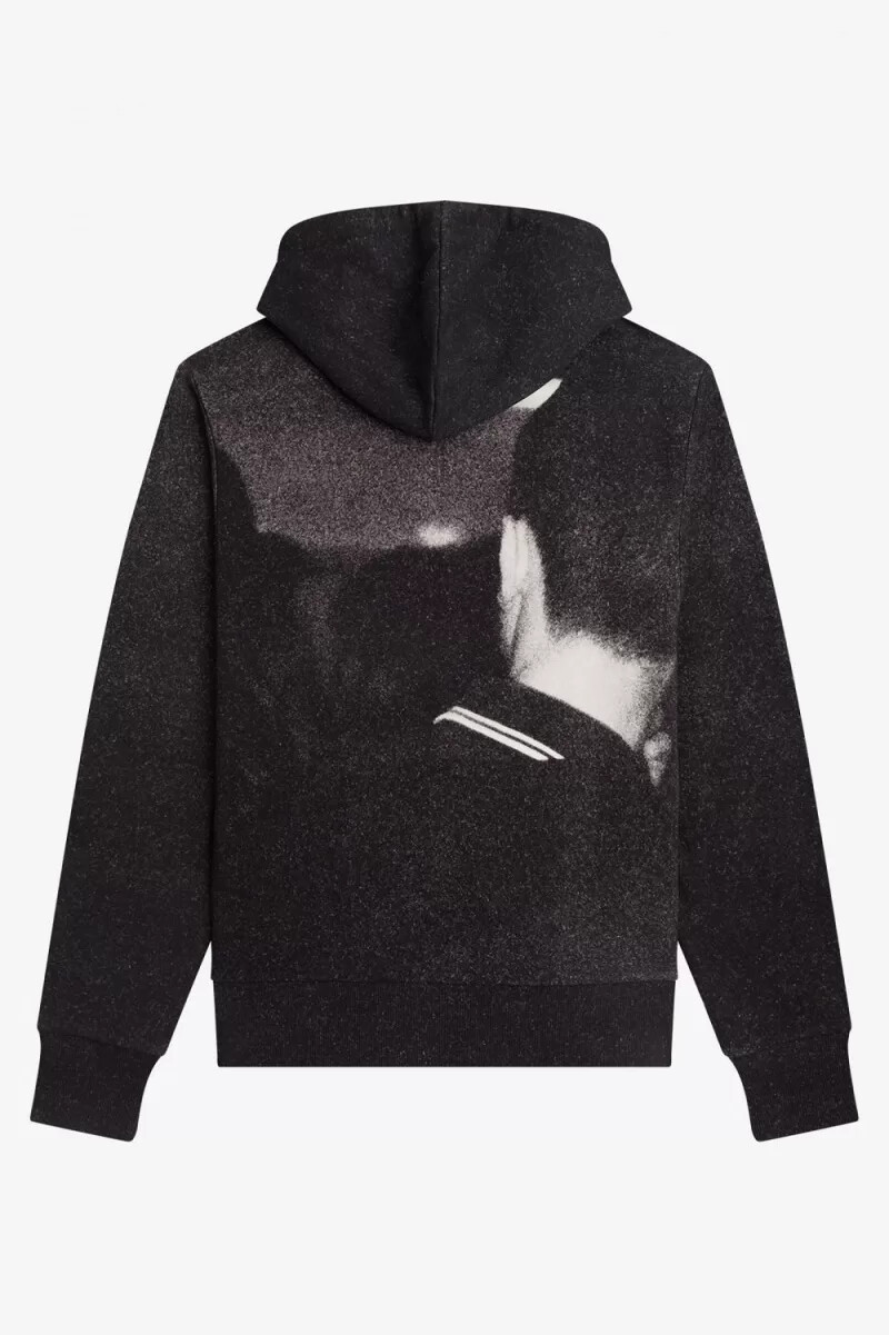 fred perry rave graphic hooded herrtröjor svarta