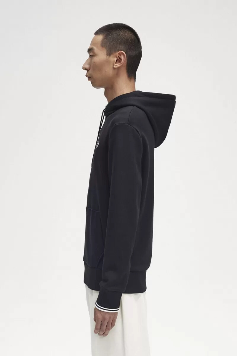 fred perry tipped hooded herrtröjor svarta